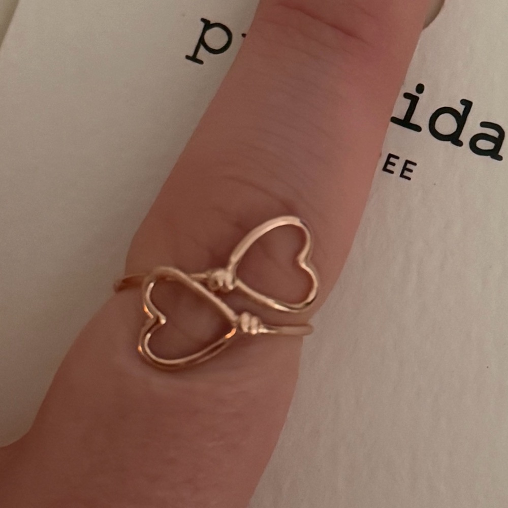 Pura Vida Rose Gold Double Heart Open Ring